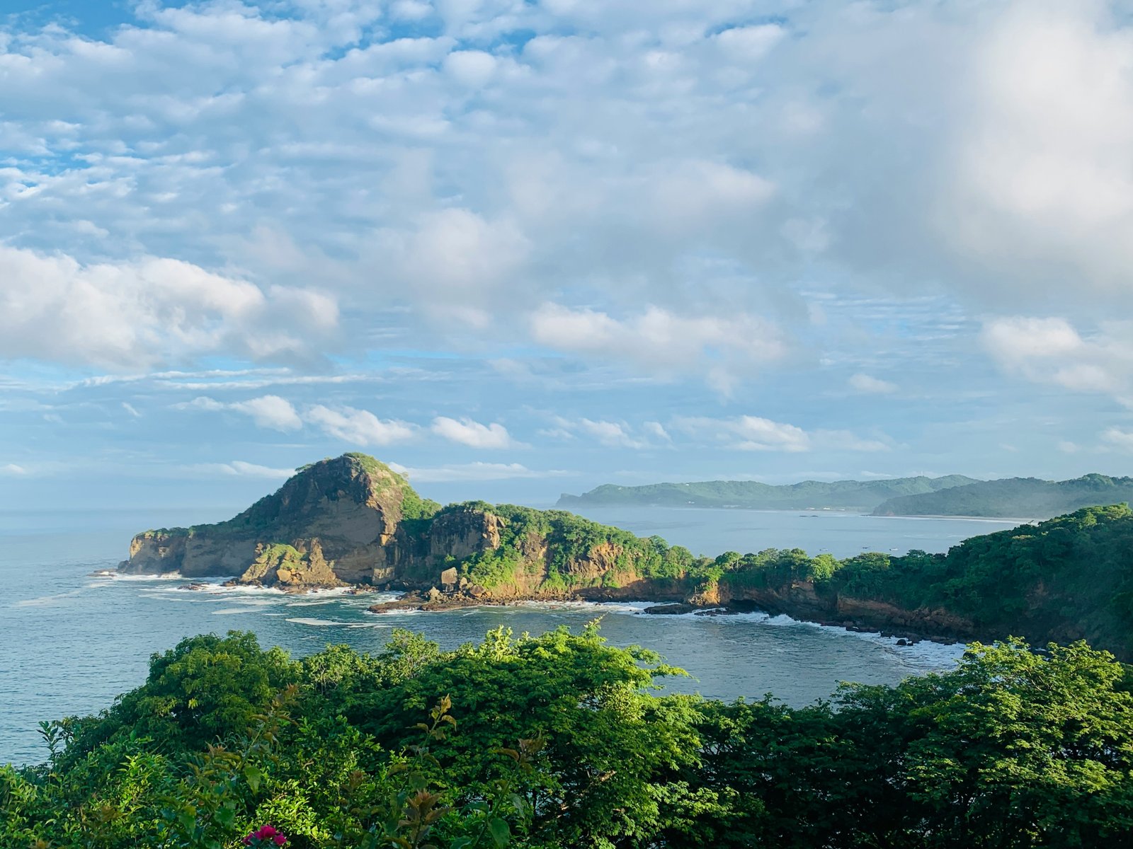 Rugged jungle headland rising from the Pacific coast of Nicaragua